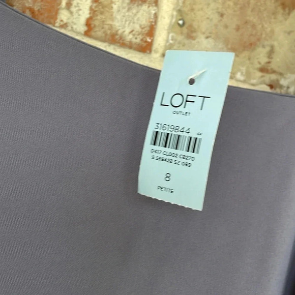 Loft Gray Sleeveless Square Neck Side Slit A-line Midi Dress - Picture 4 of 7